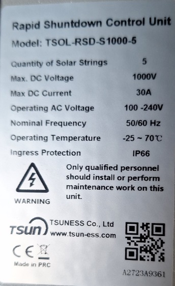 Rapid Shutdown-label sifra-RSD5